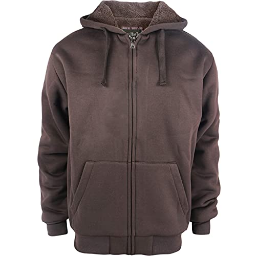 Facitisu Men's Casual Thick Fleece Sherpa Lined Heavyweight Hooded Jacket Coat Athletic Sweatshirts Coffee Small #TOP28