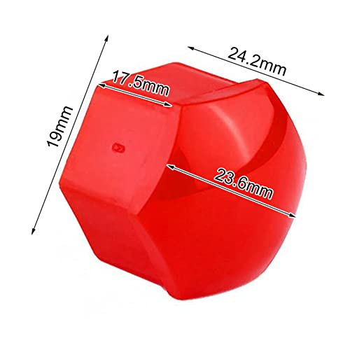 Image of 19mm Wheel Nut Covers, 20-Pack Red Lug Bolt Caps Hub Screw Protectors for