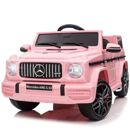 Coche eléctricopara niños 12 V, Coche eléctrico de 2 Puertas con Mando a Distancia de 2,4 GHz, MP3, música, iluminación LED, vehículo, Regalo para niños y niñas, Rosa