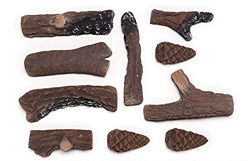 Ukiyo 10-teiliges Keramikholz-Set, Dekoholz für Bio-Ethanol- und Gaskamine