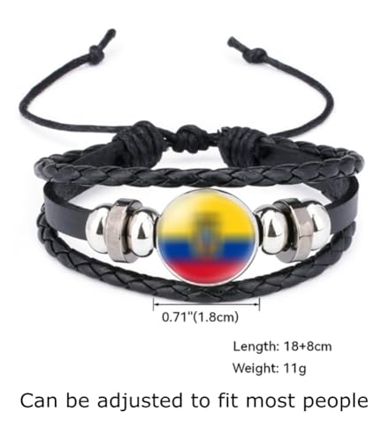 National Flag Metal Necklace and Alloy Leather Braided Rope Bracelet Bangle Set for Men Women4