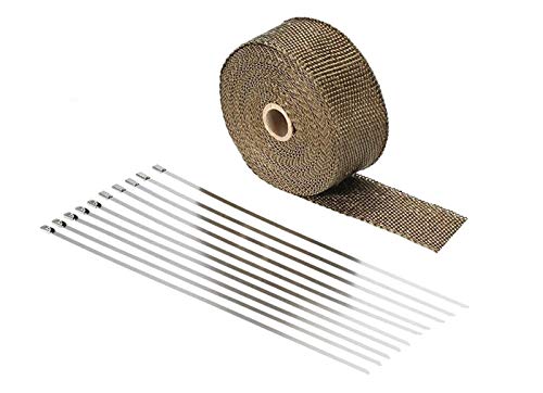 Parcel Tape Ruban d'emballage Ruban thermique d'échappement Attaches de câble Rouleau de ruban adhésif - Universel Titane Voiture Moto Collecteur d'échappement Downpipe Heat Wrap - for la conduite de