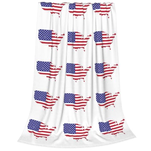 Couverture polaire douce chaude flanelle imprimé drapeau USA lit - 3