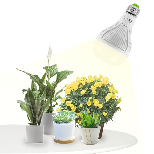 SANSI Lampara de Plantas 200W, Bombilla de Crecimiento LED E27 15W, Luz Plantas Interior de Espectro Completo, Ángulo de Haz 120°, PPF 27 μmol/s, Cobertura Vegetal: 2x2 Sq Ft - Lente Esmerilada