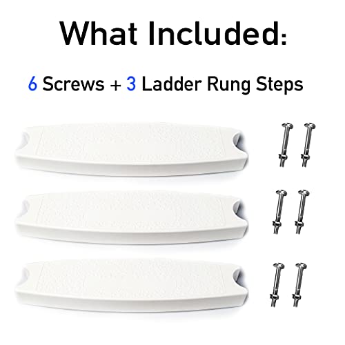 Tongass (3-Pack) 18" Universal Heavy-Duty Molded Plastic Swimming Pool Ladder Rung Step With Stainless Steel Bolts #TOP2
