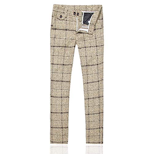 Men's 3-Piece Suit Plaid Slim Fit One Button Single-Breasted Wedding Blazer (Picture Color 1, Small) #TOP3