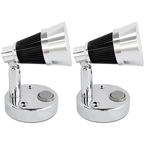Dream Lighting 12v LED Reading Light Campervan Caravan Motorhome Boat Interior Lighting Mini Wall Spotlight Modern Bedside Light Cool White Set of 2 Cover
