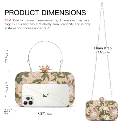 Image of RNIEGA Vintage Floral Clutch Purses for Women Wedding Guest Purse Evening Bag for Wedding Party Prom