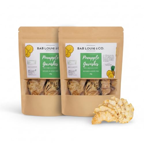 Image of Bab Louie & Co. Dehydrated Pineapple Slices For Cocktail Garnish, 100% Natural Dried Fruits For Drinks, Gluten Free, Vegan (Pack Of 2, 50 Gm Each)