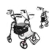 KMINA - Rollator Rollstuhl 2 in 1 Glatte Böden mit Sitz, Korb, Senioren Faltbar, Schwarz