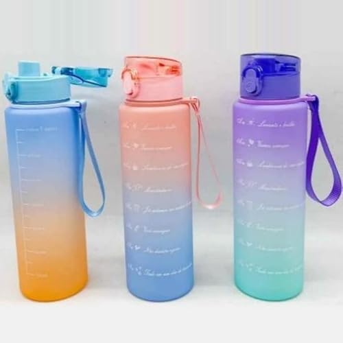 Garrafa De Água Squeeze Colorida Tie Dye – 1000ml verão academia parque (Azul com Rosa)