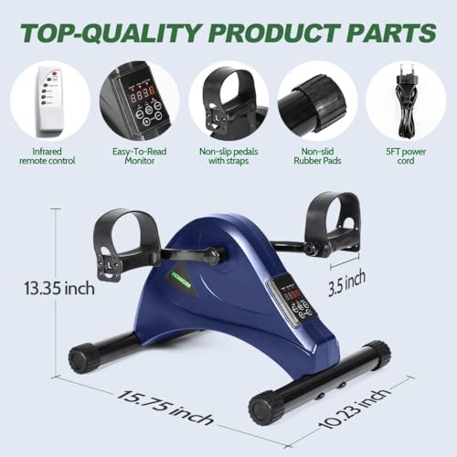 Image of HOMGIM Mini Exercise Bike,Under Desk Bike for Seniors Rehab Training, Motorized Pedal Exerciser for Arm /Leg Fitness & Physical Therapy, 6 Levels Speed Adjustment