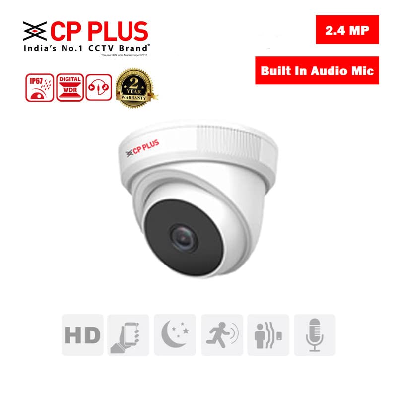 Image of CP Plus 8 Channel DVR + 2.4MP 2 Dome & 4 Bullet Cameras with Audio Recording (Day /Night Vision) + 2TB HDD + Copper Cable Roll (1+3) + 8 CH Power Supply + BNC & DC Full Combo Kit