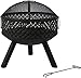 MaxxGarden Outdoor Palenisko z Grillem - Wytrzymały palenisko i grill zewnętrzny - Łącznie z osłoną iskier - Wzór Retro - Czarny - Ø52cm