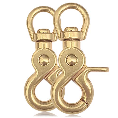 Ganzoo © Scheren-Karabiner Haken mit Dreh-Gelenk/Dreh-Kopf für Hunde-Leine/Hals-Band 2er Set, legierter Stahl 61 mm Länge, auch für Paracord 550 / Schlüssel-Anhänger, Farbe: Gold