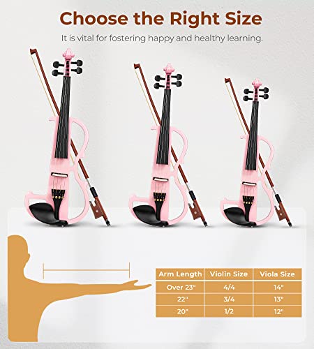 Vangoa Electric Violin 3/4 Silent Violin Full Set, Black Electric Fiddle Starter Kit For Beginners thumb #5