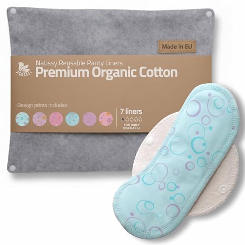 Image of Made in EU - Ultra-Soft Reusable Panty Liners (Small, 7-Pack) - High-Temp Washable Cloth Panty Liners for Women & Teens - Breathable Organic Cotton Keeps You Fresh & Dry for Vaginal Daily Discharge