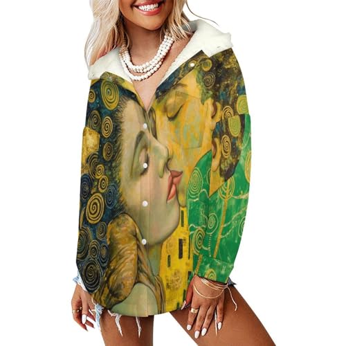 Sweats à capuche hiver chaud veste polaire femme jaune doré doublée en Sherpa