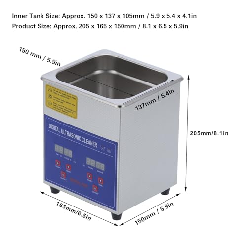 Liebewh LIEBEWH52DFXCGRTN2565-12 Ultrasonic Cleaner, Stainless Steel Ultrasonic Cleaning Machine 2L thumb #1