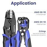 Wire Stripper and Crimping Tool,AWG 24-10 Automatic Stripper Tool with AWG 22-10 Ratchet Wire Crimper For Heat Shrink Connectors and Insulated Terminals, 3 in 1 Stripping/Cutting/Crimping