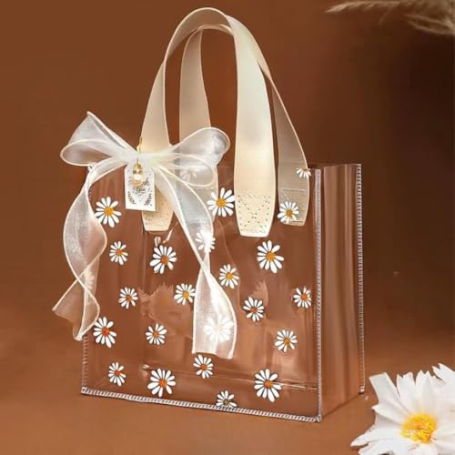 Image of SATYAM KRAFT 24 Pcs Transparent Reusable Leather Goodie Bags | Elegant Gift Bags for Her /Him Wedding Return Favors, Engagement Hampers, Marriage, Birthday & Festival Gifting | Handle Carry Bag