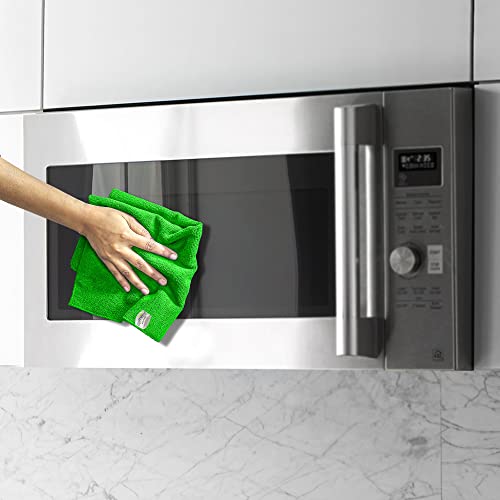 Image of SOFTSPUN Microfiber Cleaning Cloths, 3pcs 40x40cms 340GSM Multi-Colour! Highly Absorbent, Lint and Streak Free Multi-Purpose Wash Cloth for Kitchen Car Window Stainless Steel Silverware.