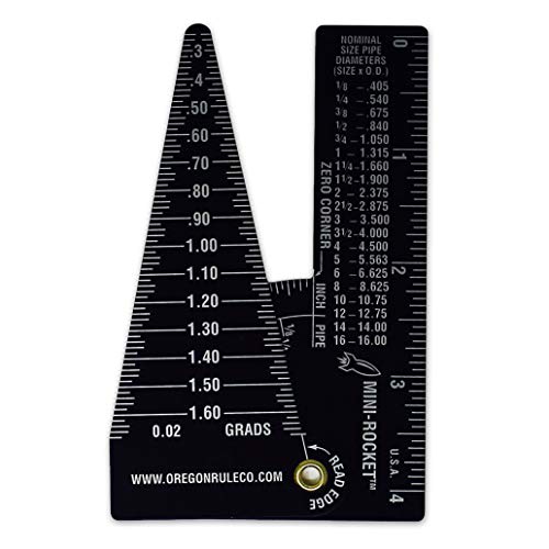 Oregon Rule Co. Mini-Rocket: Mini Pipe/Diameter Caliper and Ruler - Fractional – Black Anodized Aluminum