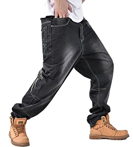 Men's Hip Hop Punk Rock Retro Baggy Embroidery Jeans Pants