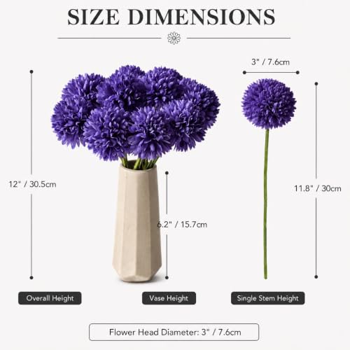 Image of Mandy's 12pcs Artificial Purple Ball Chrysanthemum Flowers