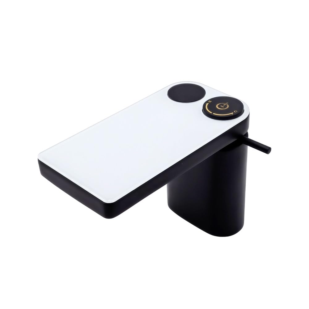 Robinet de lavabo à température LED mitigeur salle de bain noir eau chaude froide