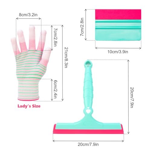 Image of Window Tinting Tool, Household Silicone Rubber Wiper, Water Blade, Car Vinyl Wrap kit, Glass Door Drying Scraper, Small Soft Squeegee, Cleaning Shower Water and Bathroom Mirror, Fluorescent Pink&Green
