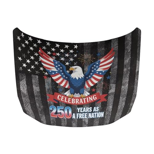Image of Bald Eagle and American Flag Car Hood Cover Protector Stretchable Car Hood Wrap Blankets Automotive Exterior Accessories for Compact SUV Sedans Trucks Pickup