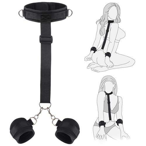 Image of BDSM Sex Bondage Neck to Wrist Restraints Kit, Sex Toys for Couple Adjustable Behind Back Handcuffs Bondage Restraints Set, Bed SM Adult Sex Game Play, Sex Toys for Women Man Beginner