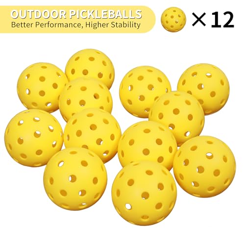 BOOMCLAP Outdoor Pickleball-Bälle, ein Set mit 12 Pickleballs, erfüllt USAPA-Anforderungen, gute Balance, Sprungstabil, zuverlässig, langlebig - Gelb