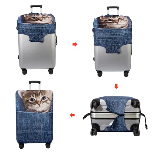Image of WUJIAONIAO Travel Luggage Cover Baggage Suitcase Cover Protector Skins 18-32 Inch, Cat B, S (for 18--20 inch luggage), Fashion