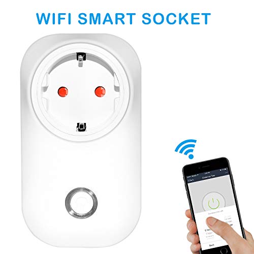 Enchufe Inteligente, Aaiwa Wifi Inteligente Mini Enchufe Wifi Control Remoto Enchufe Inalámbrico con Timing Función Funciona con Alexa y Smartphone, no Requiere Hub