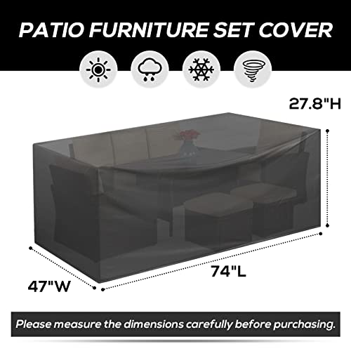 Acimu Patio Furniture Covers Waterproof, Heavy Duty Outdoor Table And Chair Cover, Outdoor Furniture Uv And Windproof Patio Cover 74L X 47W X 27.8H #TOP1