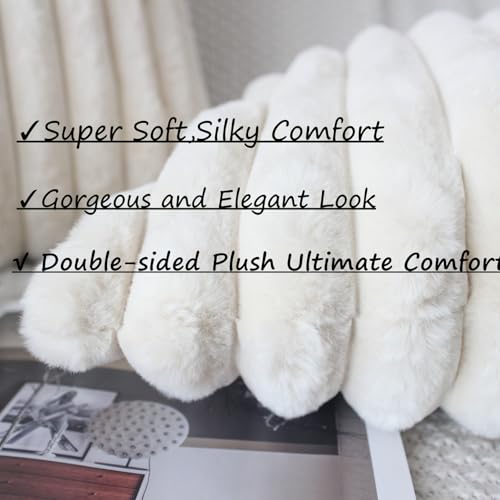 NIULAA Kissenbezug 40x40 Beige Deko Plüschkissen 2er Set – Bild 3