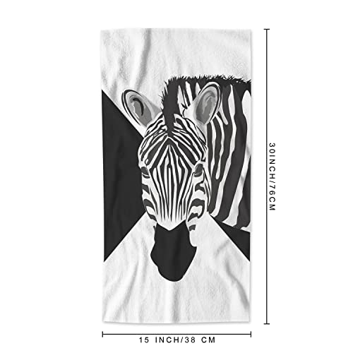 Aoyego Zebra Hand Towels Wild Animal Black White Striped Zebras In Geometric Triangles Highly Absorbent Soft Towels Bathroom Beach Kitchen Spa Gym Face Towel 15X30 Inch #TOP4