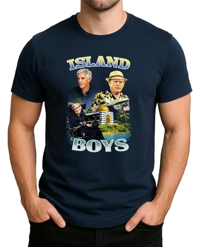 Island Boys Politik Satire Motiv mit Epstein Trump & Stephen Hawking Herren T-Shirt Navy Blau M