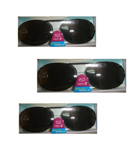 3 Pack Solar Shield 52 Rec 2 Full Frame Gray Polarized Lens Clip on Sunglasses by Solar Shield