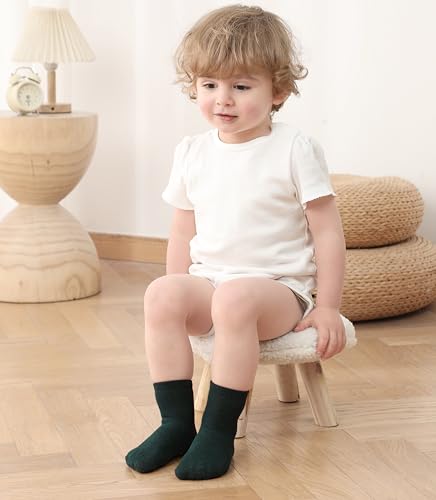 Image of JAKIDAR 12 Pack Baby Socks Cotton Crew Toddler Socks Grips Non Slip Bottom Kids Socks