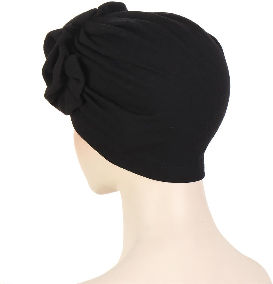 Chemo Turban Caps for Women - Bead Flower Solid Headwear Hats Pre Tied Headwraps for Cancer Patients - Image 6
