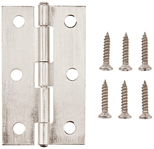 Amazon Basics Ab-4025 Butt Hinge 2-2/5-Inch, Satin Nickel, 12 Pieces, 2-2/5" #TOP12