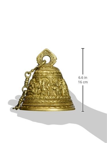 Purpledip Temple Hanging Bell In Ashta-Vinayaka Design: Solid Brass 3 kgs Heavy Bell With Deep Sound (10718) - Image 2