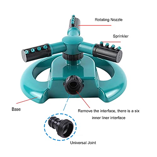 SUQ Automatische Tuinsproeier, Automatische Gazonsproeier, 360 Graden, Verstelbaar 3-Arm Draaiend Sproeisysteem, voor… - Afbeelding 6