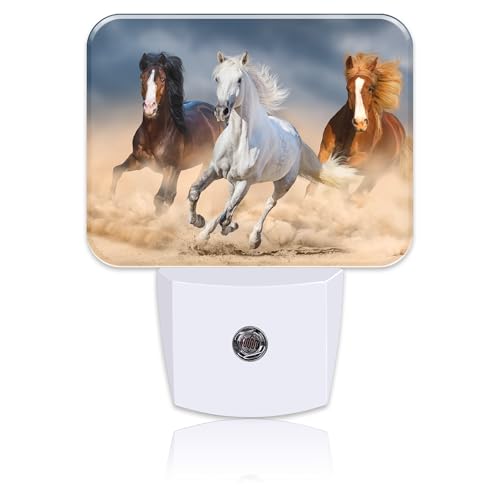 Image of Horse Running in Desert Night Light Plug into Wall, Cool Horse Night Light with Dusk to Dawn Sensor for Kid Girls Boys Women Men Room, Hallway, Kitchen, Bathroom, Stairs Decor