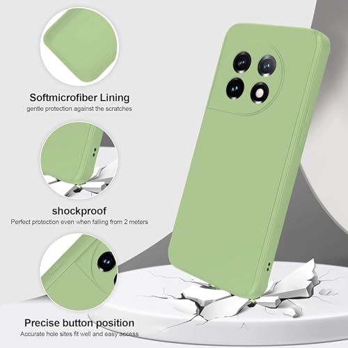 Image of DIZORO Compatible with Oneplus 11 5G Back Cover with Upgraded Square Edges for Camera Protection Shockproof Flexible Matte Liquid Silicone Mobile Phone Case (Matcha)