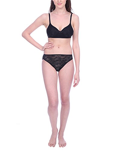 Image of Bralux Bra Panty Set for Women, Lace Non-Wired Padded Bridal Full Coverage Bra- Cherry