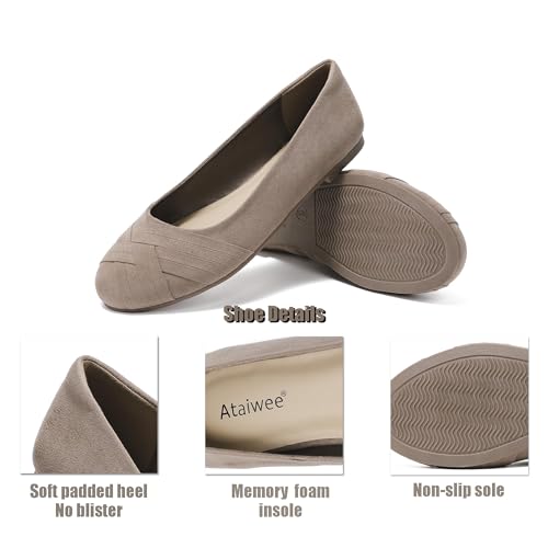 Image of Ataiwee Women's Wide Width Flats Shoes - Casual Comfortable Round Toe Plus Size Ballet Shoes.